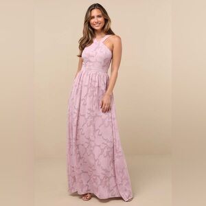 Lulu's Dusty Pink Lace Maxi Dress